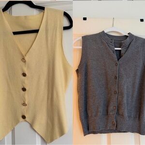 Yellow and Gray Button-Up Vests